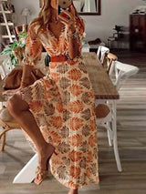 V-Neck Printed Maxi Dress