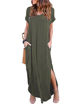 V-Neck Pocket Split Dress(8 colors)