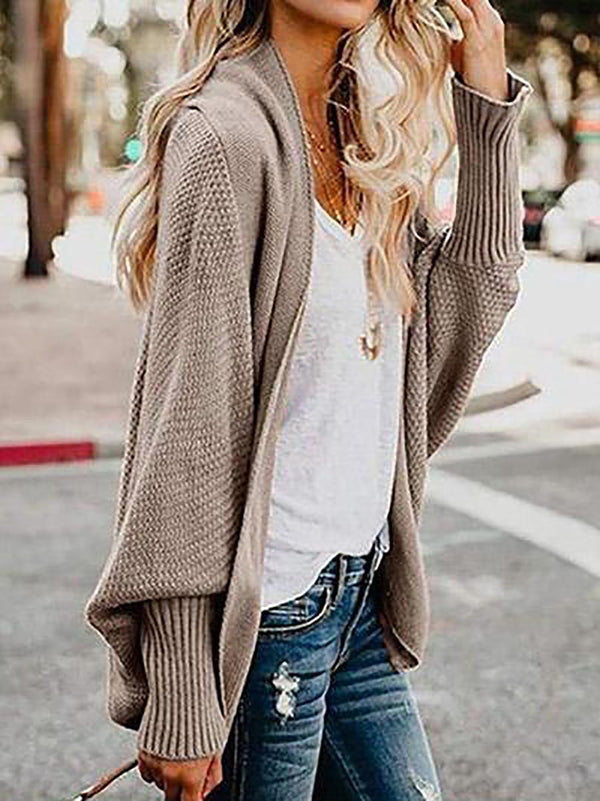 Bat sleeve plus size long knitted cardigan sweater (13 colors)